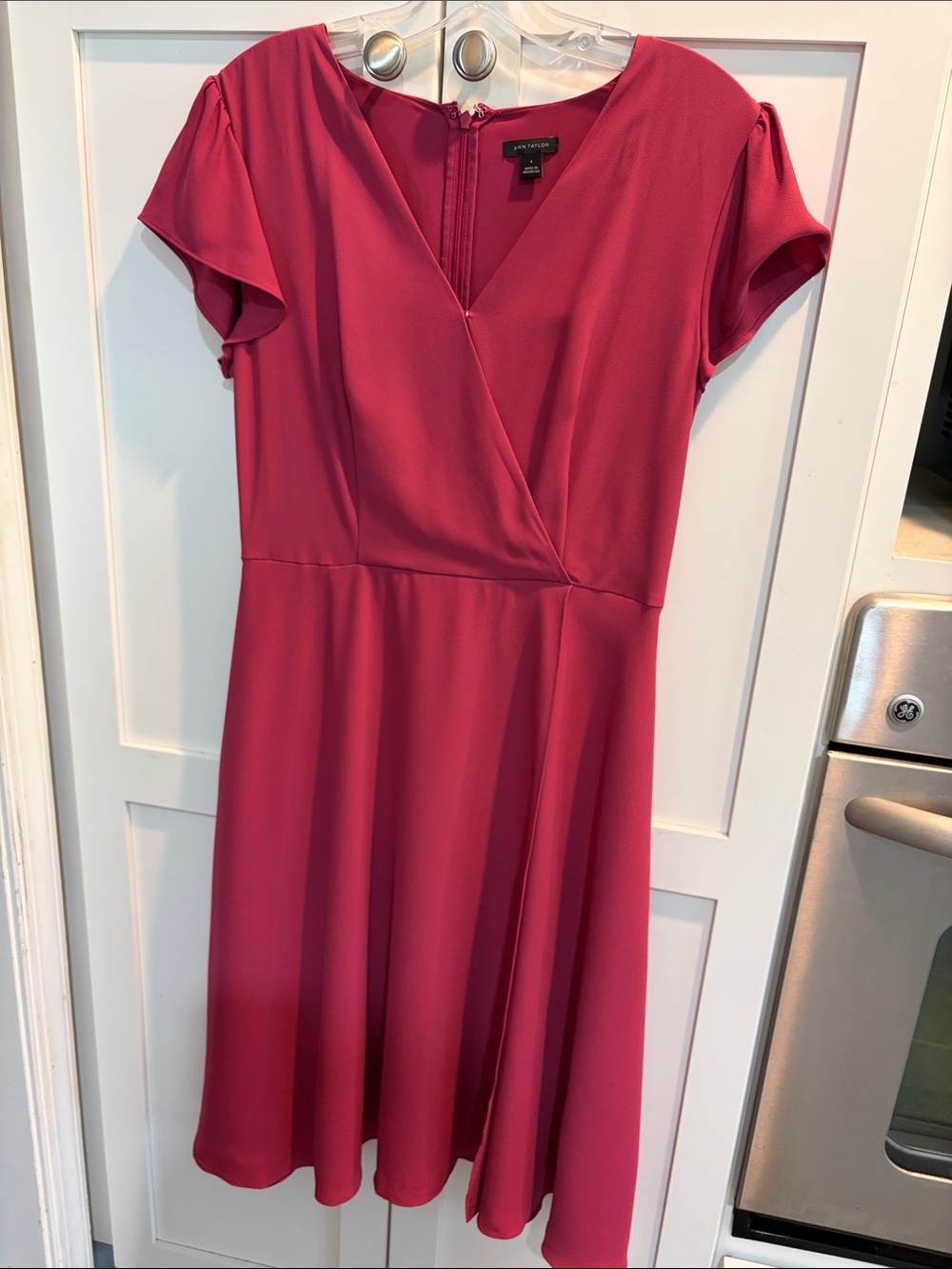 Ann Taylor Raspberry Pink Surplice Midi Dress